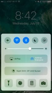 iOS 10 Denetim Merkezi