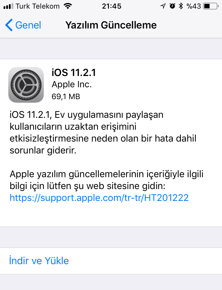 iOS Güncelleme