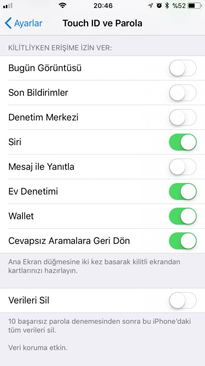 Kilitli Ekran Erişim Ayarları - Adım 3