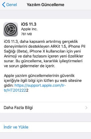 iOS 11.3 Yükleme