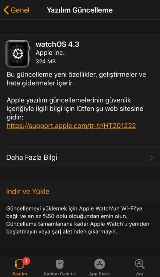 watchOS 4.3 yükleme