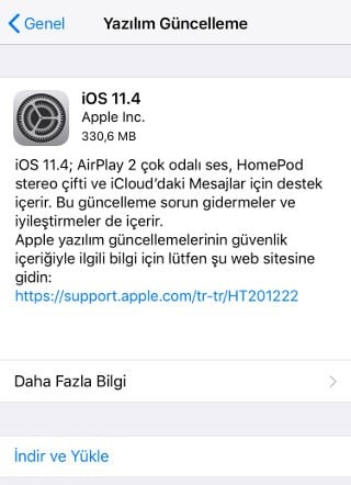 iOS 11.4 Güncelleme