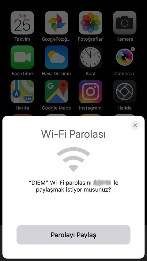 Wi-Fi Şifre Paylaşma