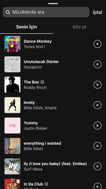 Instagram Müzik etiketi