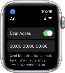 Apple Watch için Wi-Fi Özel Adres