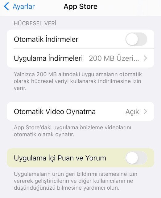 Uygulama İçi Puan ve Yorum