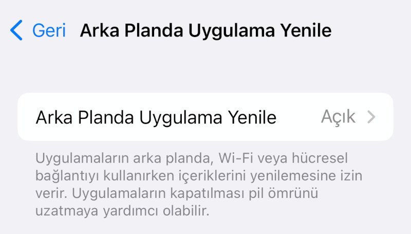Arka Planda Uygulama Yenileme